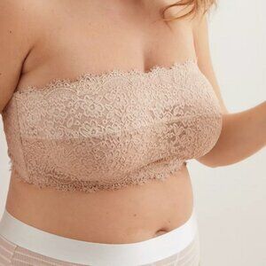 Lace Bandeau Bra in Tan
